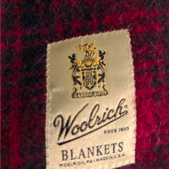 WOOLRICH red and black wool and fleece lined throw blanket - Picture 1 of 5
